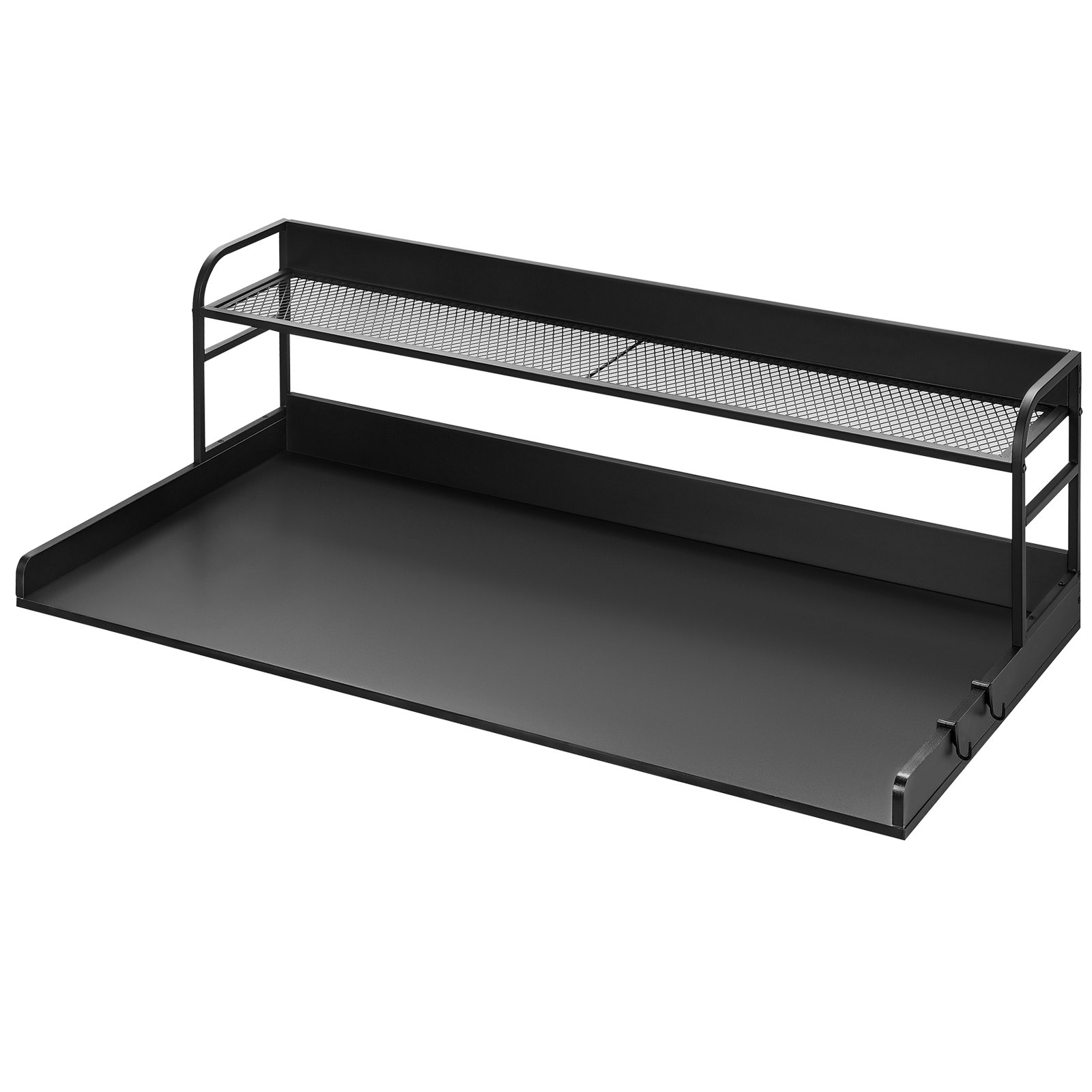 Washer Dryer Countertop With 2-Tier Shelf, 54" X 27" Wooden Washer And Dryer Countertop With Anti-Slip Pads, Water-Resistant Laundry Topper Cover For Laundry Room Organization And Storage, Black