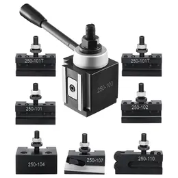 Quick Change Tool Post Set, 8 Pcs, Includes Lathe Tool Holders, Wedge Type Tool Post With Turning Tool Holder Accessories, Fit For Mini Lathe & Metal Lathe 6"-12" Swing, Durable Steel Material