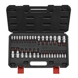 Torx Bit Socket Set, 34-Piece Solid Star And Tamper Proof T6-T70, S2 Alloy Steel And Cr-V Steel, 1/4 In, 3/8 In, And 1/2 In Drives, With Enhanced Storage Case, Torx Sockets For Hand Use