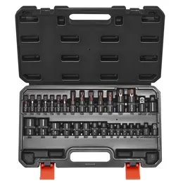 Torx Bit Socket And External Torx Socket Set, 31-Piece T8-T70 And E4-E24, S2 Alloy Steel And Cr-V Steel, 1/4 In, 3/8 In, And 1/2 In Drives, With Adapter And Enhanced Storage Case, For Automotive