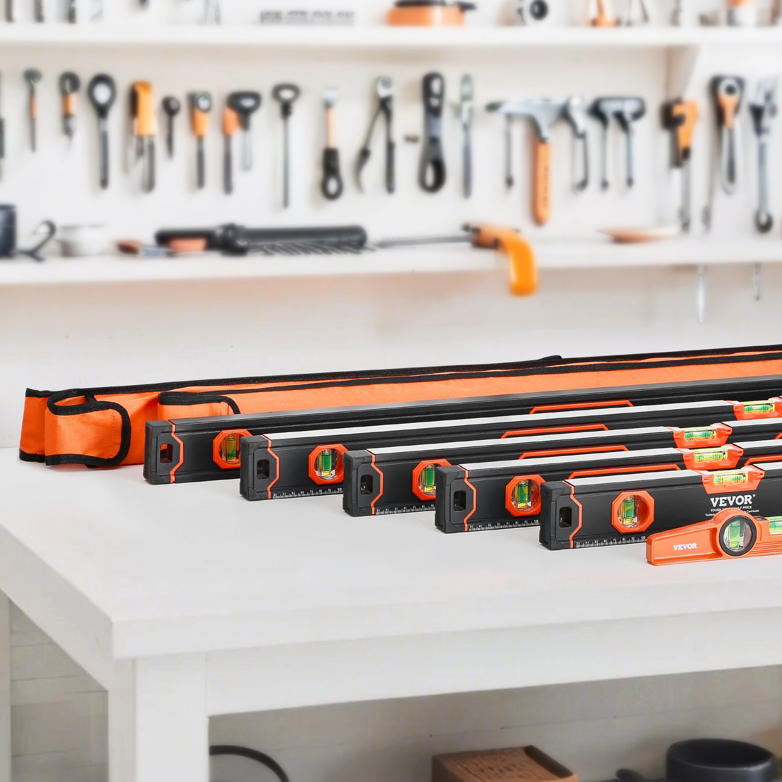6-Piece Torpedo Level, 78/48/32/24/16/10 Inch All Magnetic Levels Set, Bubble Vials Ruler For 45/90/180 Degree, Aluminum Alloy Magnetic Box Leveler Tool, Shock-Resistance, SAE And Metric Scale