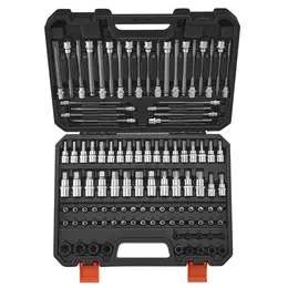 Bit Socket Set, 107-Piece SAE And Metric, Hex/Torx/External Torx/Tamper-Proof/Extra Long, S2 Alloy Steel And Cr-V Steel, 1/4 In, 3/8 In, And 1/2 In Drives, With Enhanced Storage Case, Hand Use