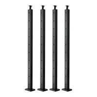 4-Pack Cable Railing Post, 36x2x2 In Horizontal-Hole Deck Railing Post With Pre-Drilled Holes, Stainless Steel Cable Rail Post With Horizontal And Curved Bracket, Black, 4JZLGZXHS914MY65M001V0