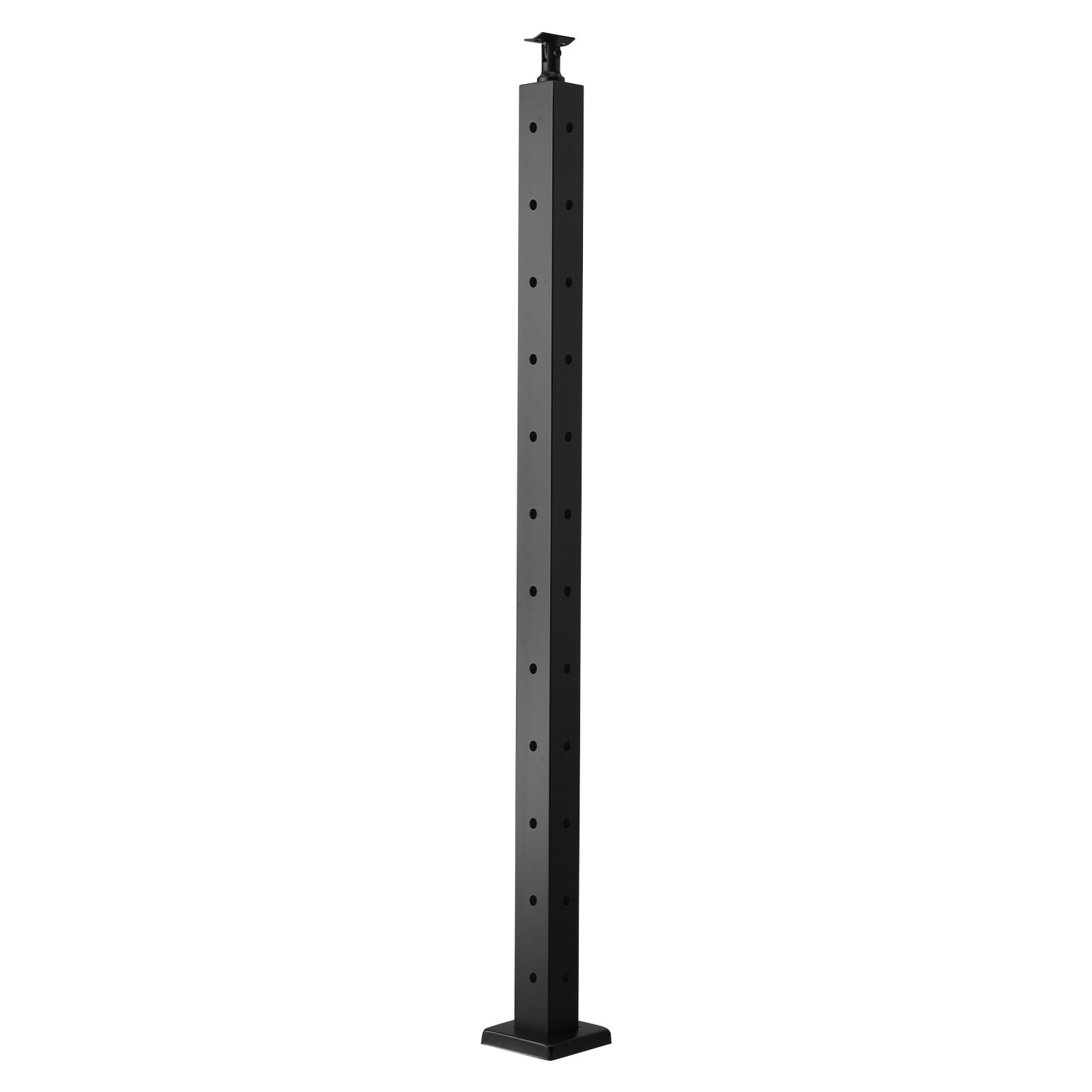Cable Railing Post, 42x2x2 Inch Corner Railing Post, With L-Shaped Pre-Drilled Holes, Stainless Steel Cable Rail Post With Horizontal And Curved Bracket, 1-Pack, Black, 1JZLGZXHS1065S1EW001V0