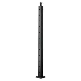 Cable Railing Post, 42x2x2 Inch Corner Railing Post, With L-Shaped Pre-Drilled Holes, Stainless Steel Cable Rail Post With Horizontal And Curved Bracket, 1-Pack, Black, 1JZLGZXHS1065S1EW001V0
