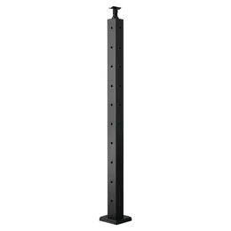 Cable Railing Post, 36x2x2 Inch Corner Railing Post, With L-Shaped Pre-Drilled Holes, Stainless Steel Cable Rail Post With Horizontal And Curved Bracket, 1-Pack, Black, 1JZLGZXHS914ZPBNY001V0