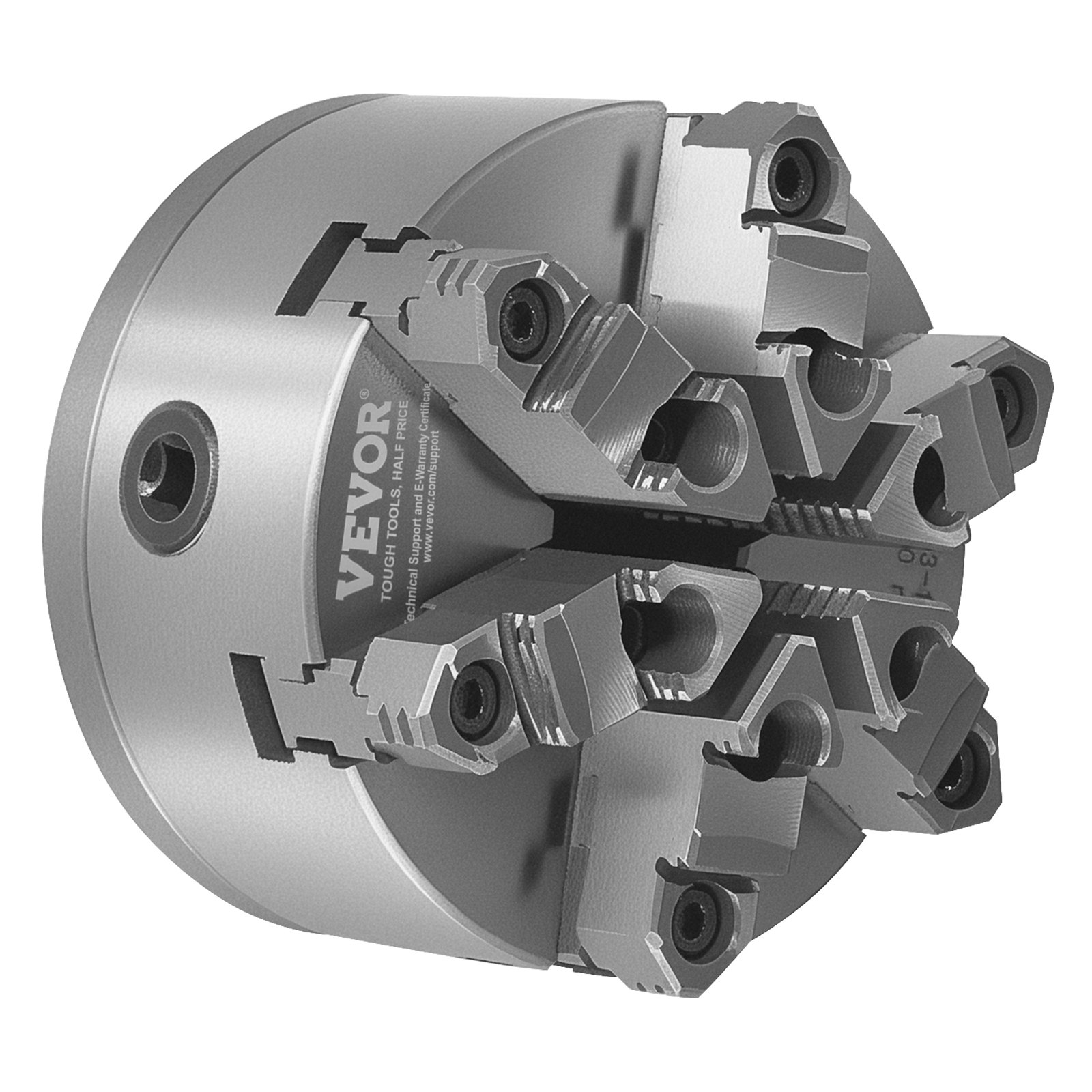 6-Jaw Lathe Chuck, 6 Inch (160 Mm), Self-Centering Chuck With D1-4 Cam Lock Backing Plate, 0.12-5.71 In (3-145 Mm) Clamping Range With T-wrench Screws, HT300 Material, For Wood Metal Lathe