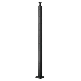 Cable Railing Post, 36x1x2 Inch Corner Railing Post, With L-Shaped Pre-Drilled Holes, Stainless Steel Cable Rail Post With Horizontal And Curved Bracket, 1-Pack, Black, 1JZLGZXHS914IVCFL001V0