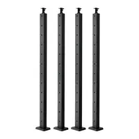 4-Pack Cable Railing Post, 42x1x2 In Horizontal-Hole Deck Railing Post With Pre-Drilled Holes, Stainless Steel Cable Rail Post With Horizontal And Curved Bracket, Black, 4JZLGZXHS106REP67001V0