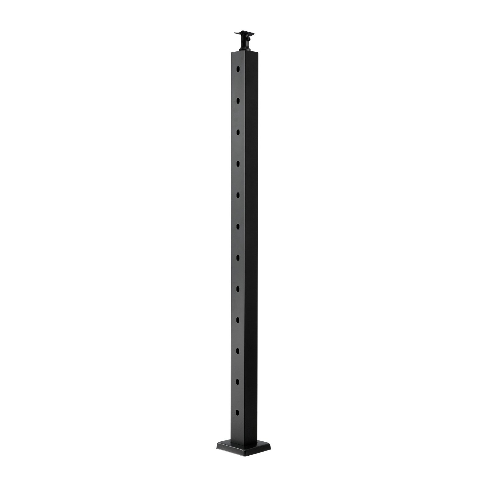 Cable Railing Post, 42x1x2 Inch Stair Railing Post, With Pre-Drilled 30° Angled Holes, Stainless Steel Cable Rail Post With Horizontal And Curved Bracket, 1-Pack, Black, 1JZLGZXHS106VRA3X001V0