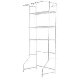 Over Washer And Dryer Storage Shelf, 3 Tiers Laundry Room Drying Rack With Hanger Rod And Hooks, Single Row Adjustable Washer Shelves Space Saver, For Laundry Room Storage & Organization, White