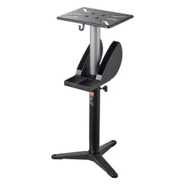 Bench Grinder Stand, Bench Grinder Vise Floor Pedestal With 12" X 10" Mounting Plate, 5-Level Height Adjustable Pedestal Stand With Grinding Wheel Storage Compartment & Heavy-Duty Cast Iron Base