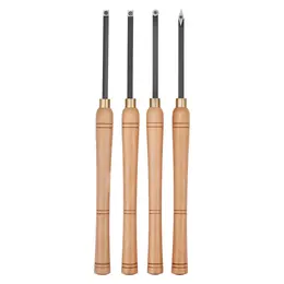 Wood Lathe Turning Tool Set, 4PCS, Lathe Roughing Finishing And Detailing Hollow Tool With Wooden Handle, Diamond Round Square Carbide Inserts, Wooden Box, For Beginners Hobbyists Professionals