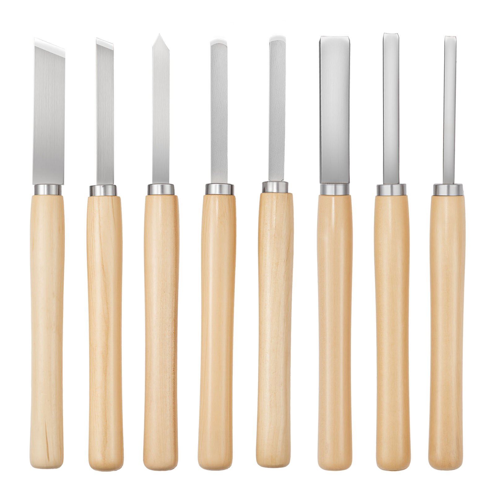 Wood Lathe Turning Tool Set, 8PCS, Lathe Chisel Set With Carbon Steel Blade, 2 Skew, 1 Spear Point, 1 Parting, 1 Round Nose, 3 Gouge Tools, 1 Oxford Bag, For Beginners, Hobbyists, Professionals