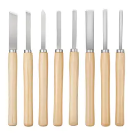 Wood Lathe Turning Tool Set, 8PCS, Lathe Chisel Set With Carbon Steel Blade, 2 Skew, 1 Spear Point, 1 Parting, 1 Round Nose, 3 Gouge Tools, 1 Oxford Bag, For Beginners, Hobbyists, Professionals