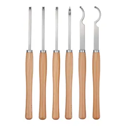 Wood Lathe Turning Tool Set, 6PCS, Lathe Roughing, Finishing, Detailing Hollow Tool With Wooden Handle, Diamond Round Square Carbide Inserts, Wooden Box, For Beginners, Hobbyists, Professionals