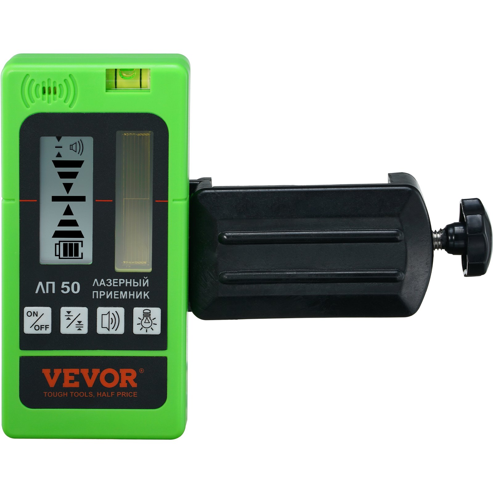 Pulsing Line Laser  Customizable Speaker   Dual LCD Display   Built-In Bubble Level With Clamp For Laser Level