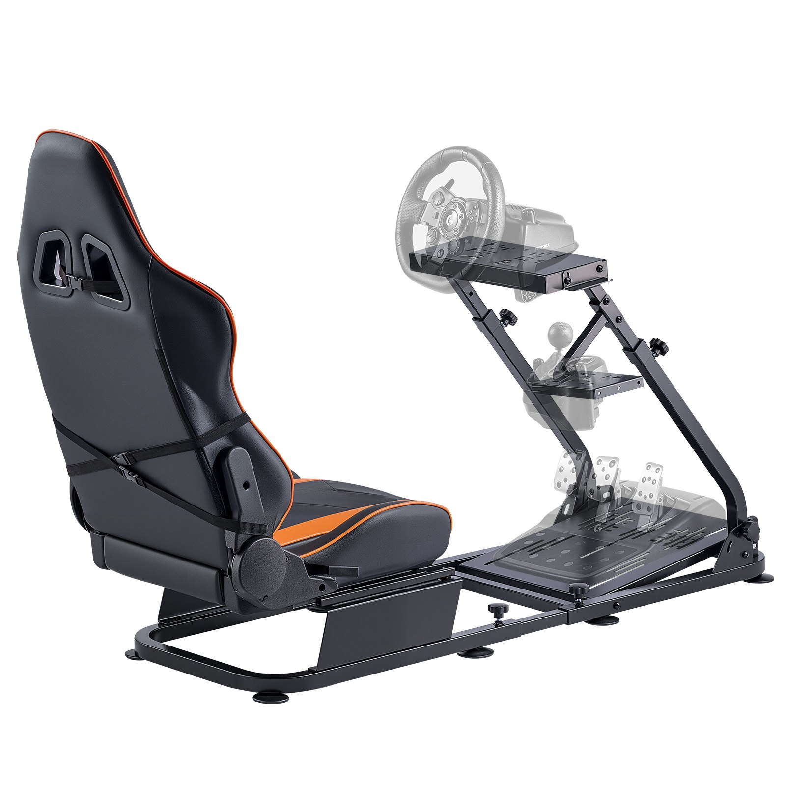Racing Wheel Stand, Heavy-Duty Simulator Cockpit Steering Stand With Dual-Rail Dual-Arm, Fit Logitech G25,G27,G29,G920,G923, Thrustmaster T300RS,TX F458,T500RS,T3PA-PRO (F1/GT) And CSR Pedals