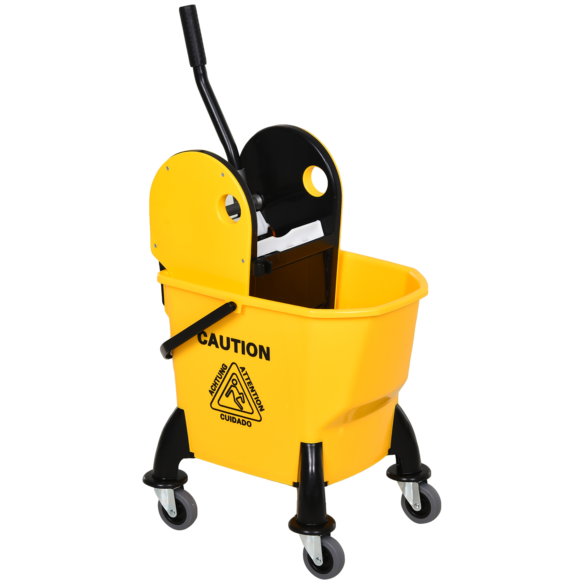 Main product image of 25L Mop Bucket with Wringer, Wheels, and Handle, Yellow