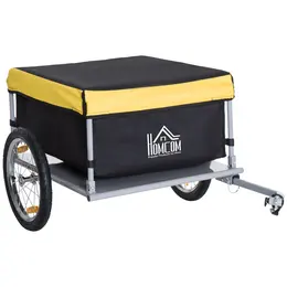 Two-Wheel Bicycle Large Cargo Wagon Trailer Oxford Fabric, Folding Storage, & Removable Cover, Yellow