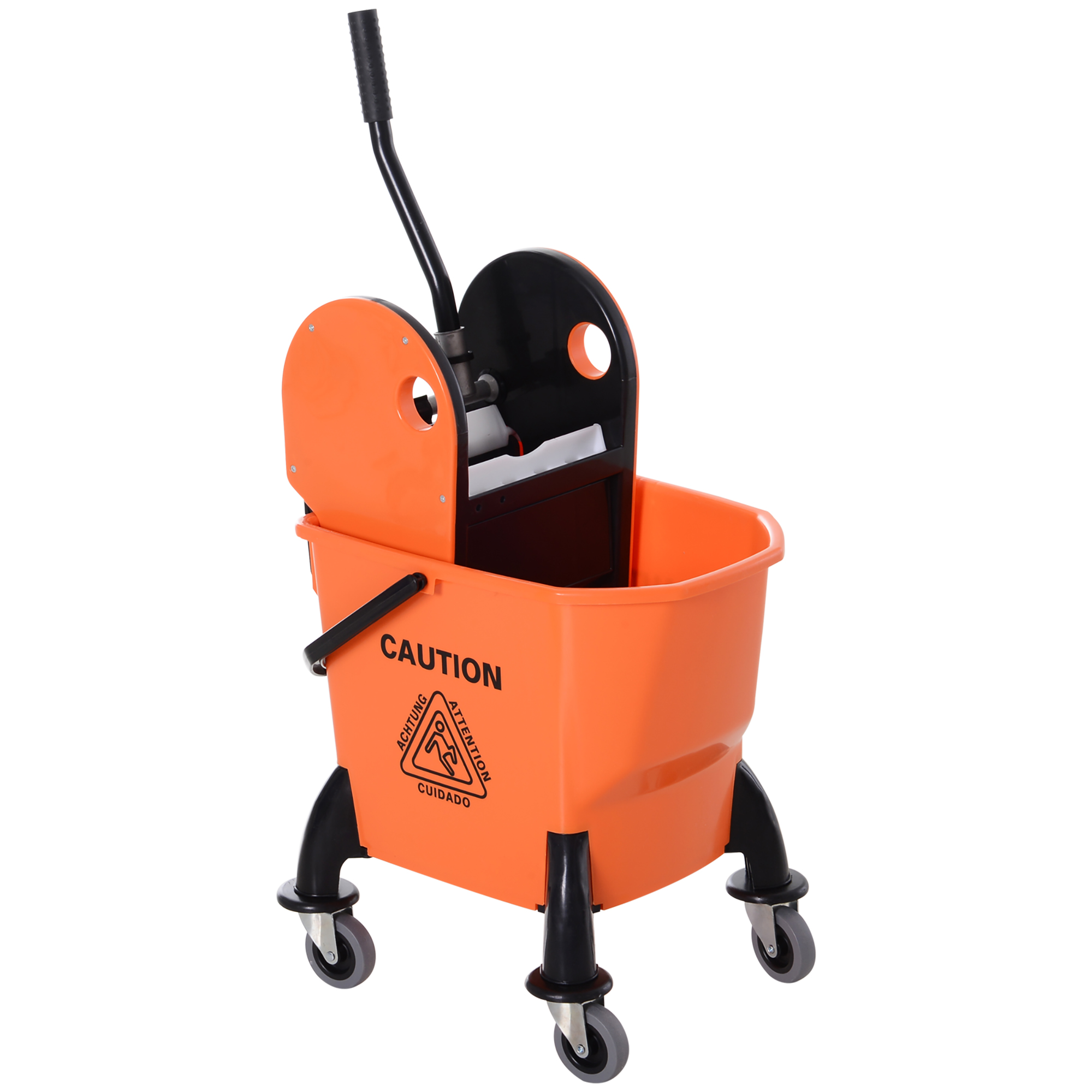 Main product image of 25L Mop Bucket with Wringer, Wheels, and Handle, Orange