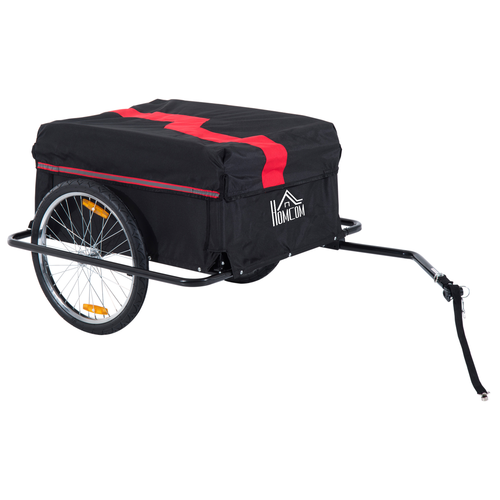Two-Wheel Bicycle Large Cargo Wagon Trailer Oxford Fabric, Folding Storage, & Removable Cover, Red