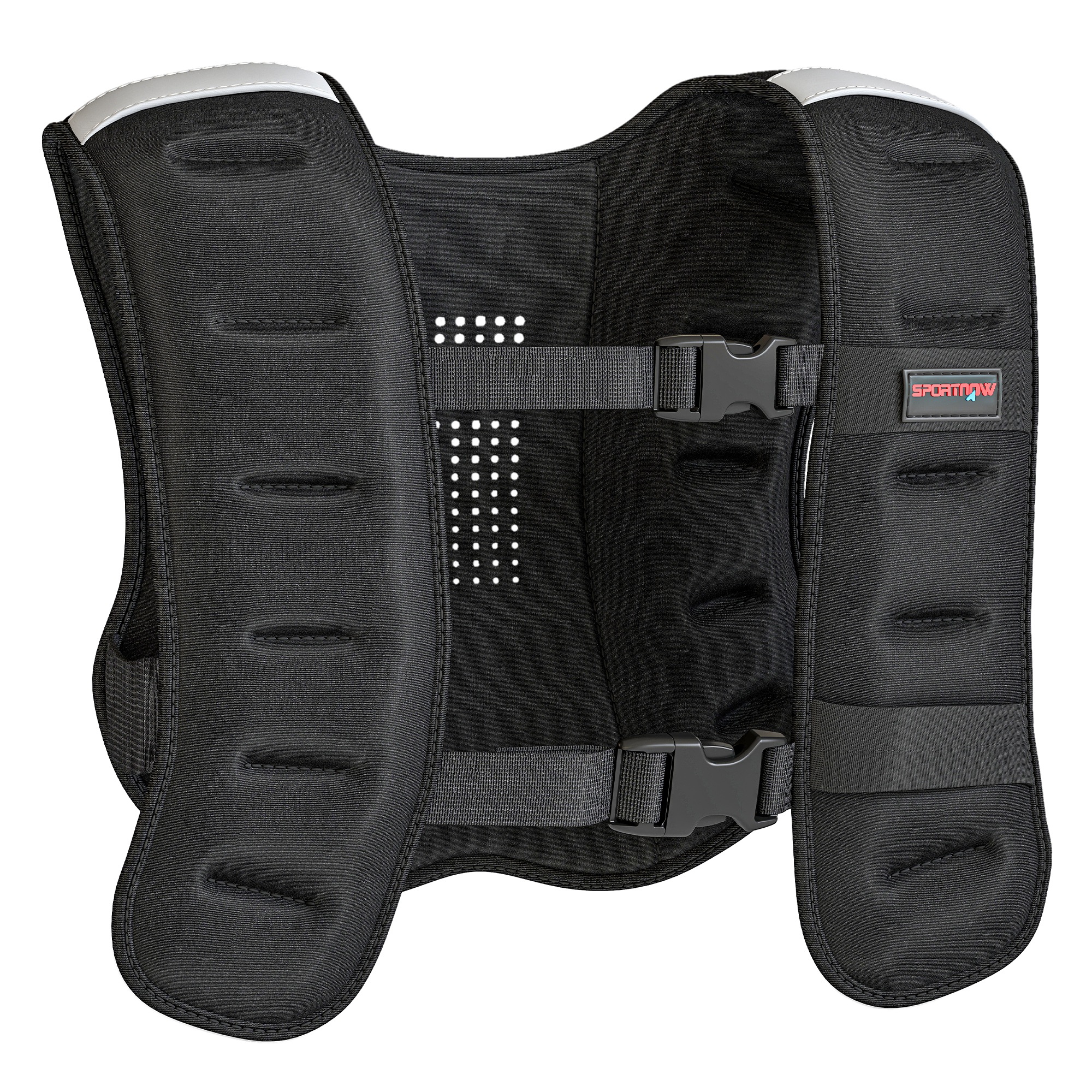 SPORTNOW Weighted Vest, 10 Kg Weight Vest With Adjustable Straps, Reflective Strips, Black