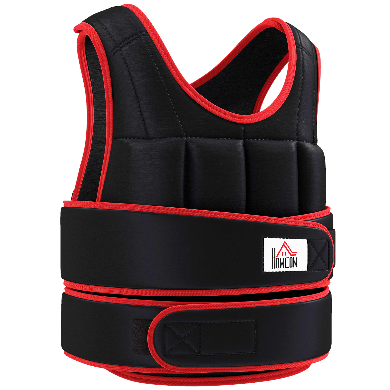 20kg Weighted Vest, Adjustable Running Weight Vest With 38 Weight Bags For Men Or Women Cardio Exercise, Black And Red