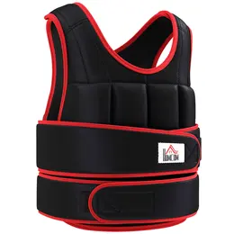 20kg Weighted Vest, Adjustable Running Weight Vest With 38 Weight Bags For Men Or Women Cardio Exercise, Black And Red