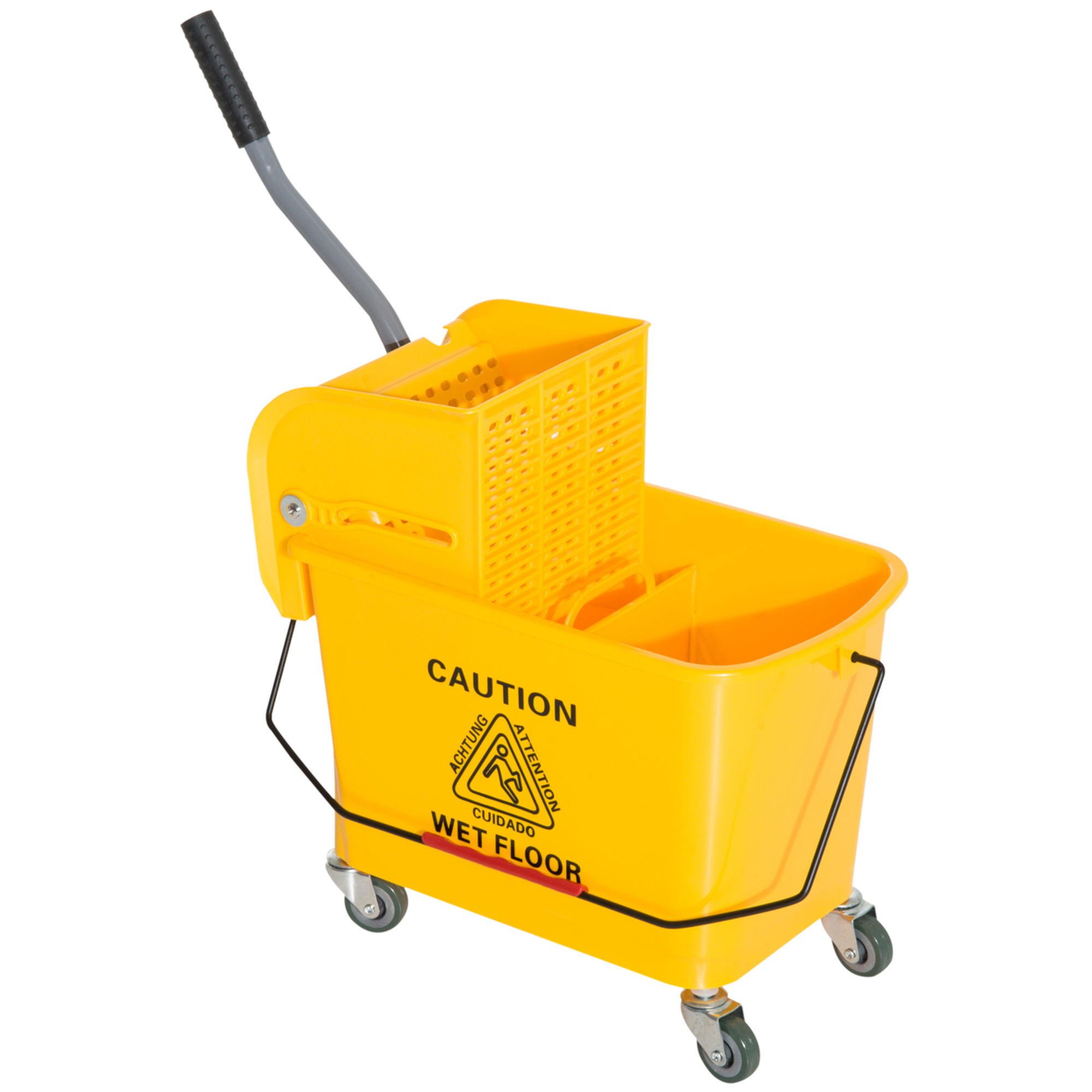 Main product image of 20L Yellow Mop Bucket with Wheels and Water Separation Panel