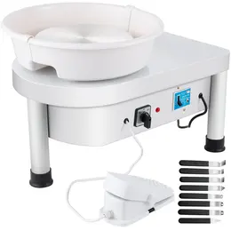 280W Electric Pottery Wheel, 25cm, 220V, Adjustable Feet, Foot Pedal, Basin