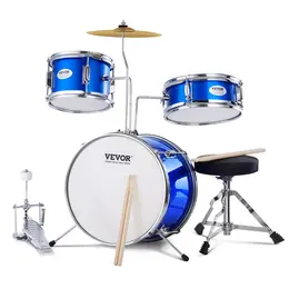 Schlagzeugset, 3-teilig, Drum Set Mit Verstellbarem Thron-Becken-Pedal, Zwei Paar Drumsticks, Ca. 20 Cm Tom Drum, 25 Cm Snare Drum, 36 Cm Bass Drum, Starter-Schlagzeugset Für Kinder, Blau