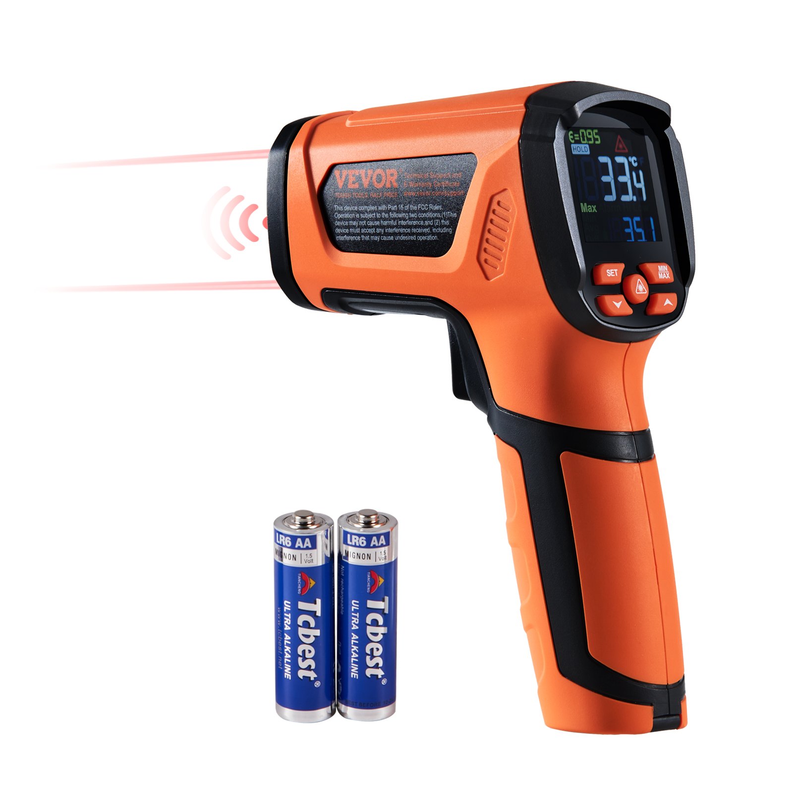 Infrarot Thermometer IR 50:1 Pyrometer -40°C Bis 1500°C Laser Temperaturmesser 180x120x60mm Temperaturmessgerät Nicht Menschliches Körperthermometer Für Kochen/Barbecue/Gefrierschrank/Industrie