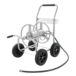 Product image of Heavy Duty 4-Wheel Hose Reel Cart, 300 ft 5/8 inch Hose Capacity, Steel, Basket