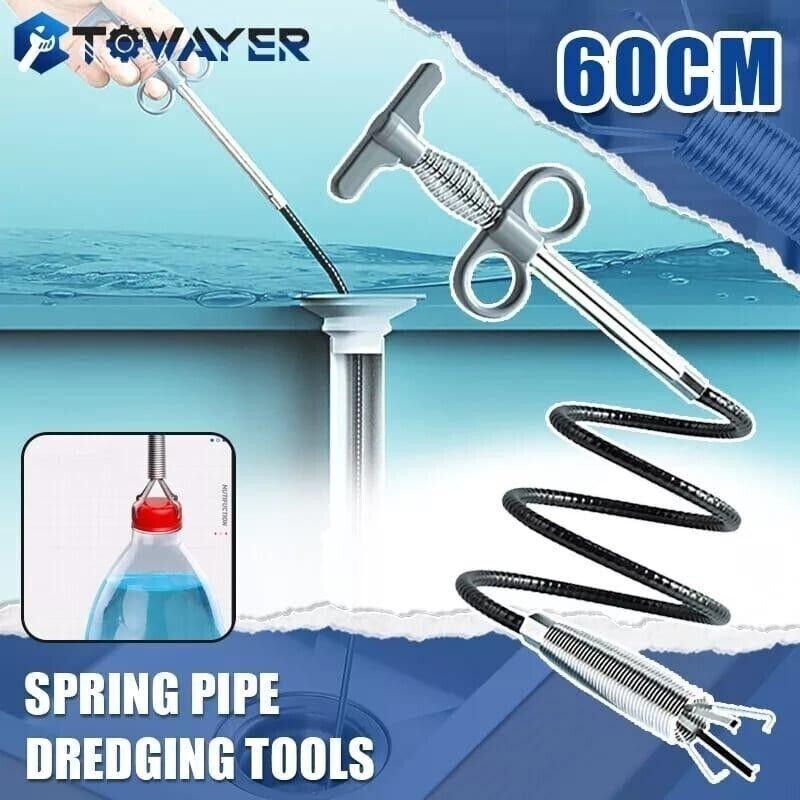 Drain Cleaner Spring Pipe Sticks Clog Remover Sewer Dredging Kitchen Sink Tools-60Cm
