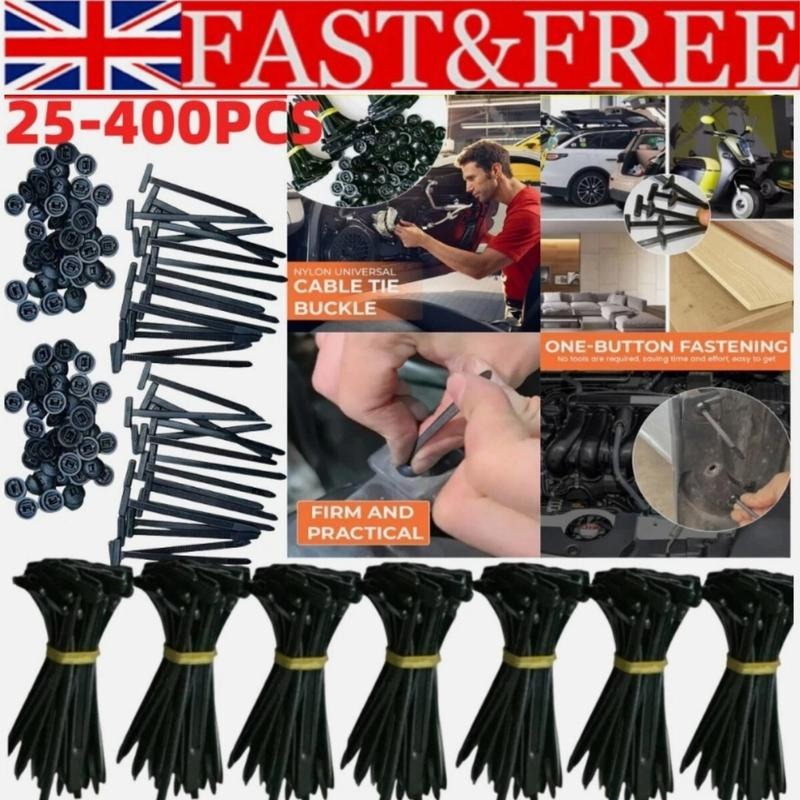 Nylon Universal Cable Tie Buckle, 300 PCS Pin And Button Zip Ties Self-Locking