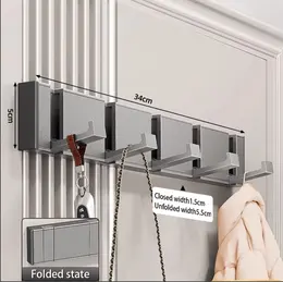 Light Luxury Gray Square Aluminum Alloy Adhesive Hook With 5 Hooks