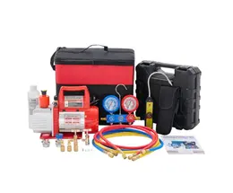 110V 1-3 4CFM Vacuum Kit With R134a Manifold Gauge & Leak Detector