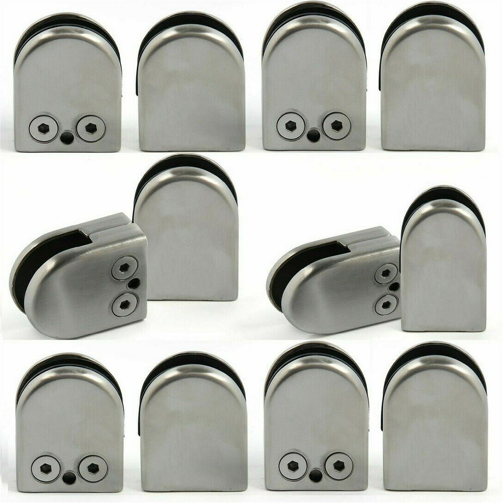 12x Glass Clamp Stainless Steel 304 Clip Flat Back Bracket For Balustrade 6-8MM