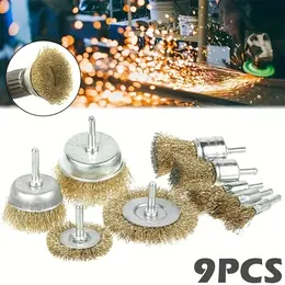 Wire Brush For Drill, Yellow9pcsRound Handle,Silver13 Pcs Hex Shank,Wire Wheel Brush For Drill,  Drill Wire Brush For Cleaning Rust, Stripping