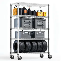 5-Shelf Storage Shelves,Wire Shelving Heavy Duty Metal Storage Shelving Unit Adjustable Garage Shelving Rack Pantry Kitchen  Chrome, 5 Tier,17.7  D X 47.2  W X 75.6  H