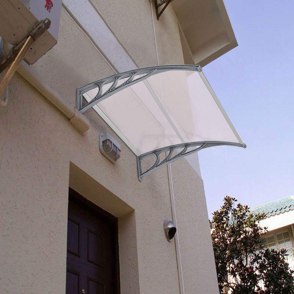 HT-100 X 80 Household Application Door & Window Rain Cover Eaves Canopy White & Gray Bracket