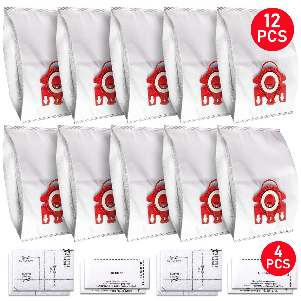 Red 12x Vacuum Cleaner Bags For Miele FJM Hyclean 3D GN C2 C3 S2 S5 S8 S5211 S5210