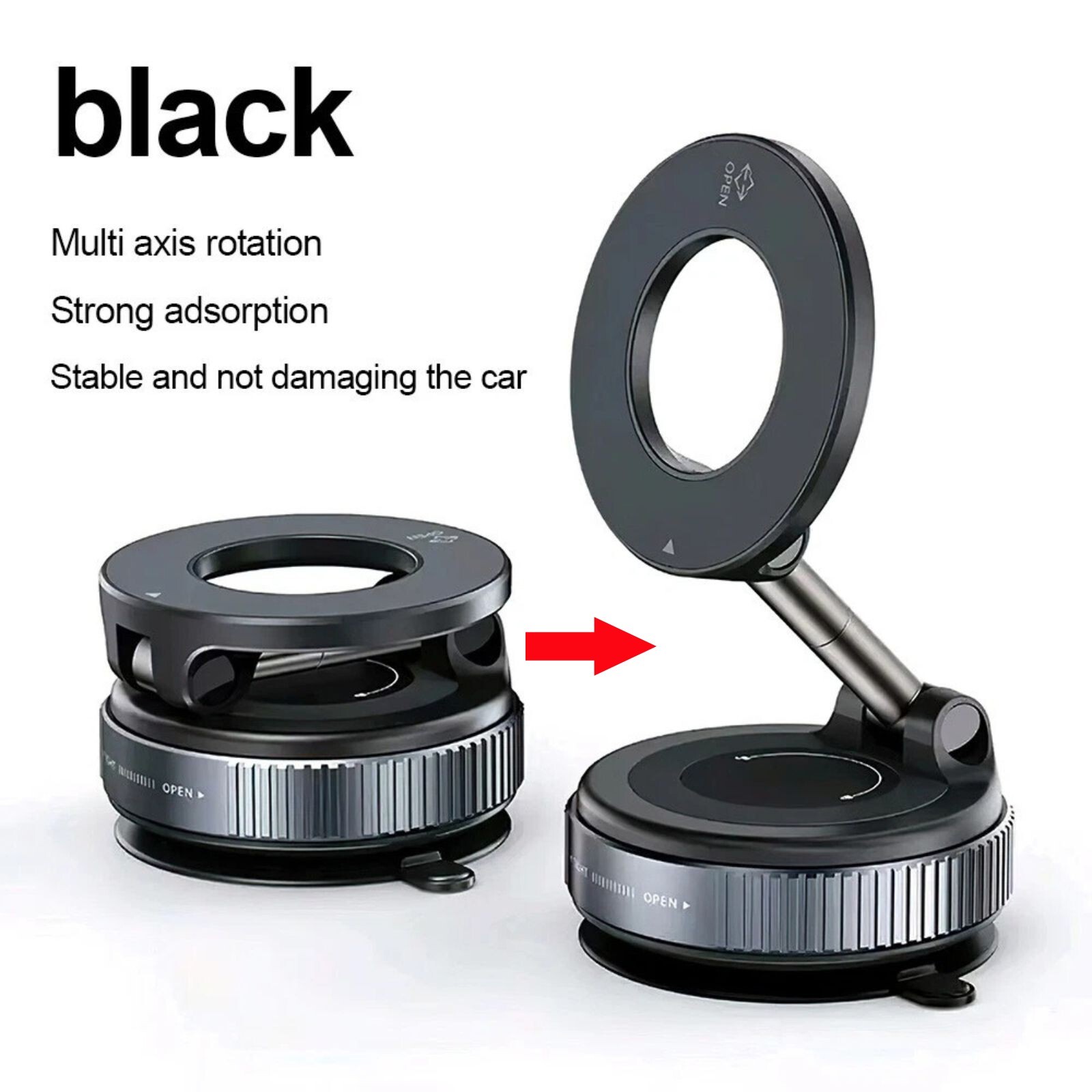 360 Foldable Vacuum Phone Holder Strong Magnetic Suction Cup Car Stand Car Mount