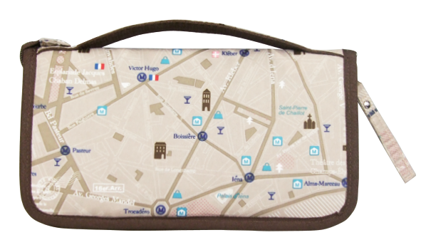 Passport Holder Bag Travel Document Wallet Family Case Cards Banknotes Organizer AF8214-beige Map-700183