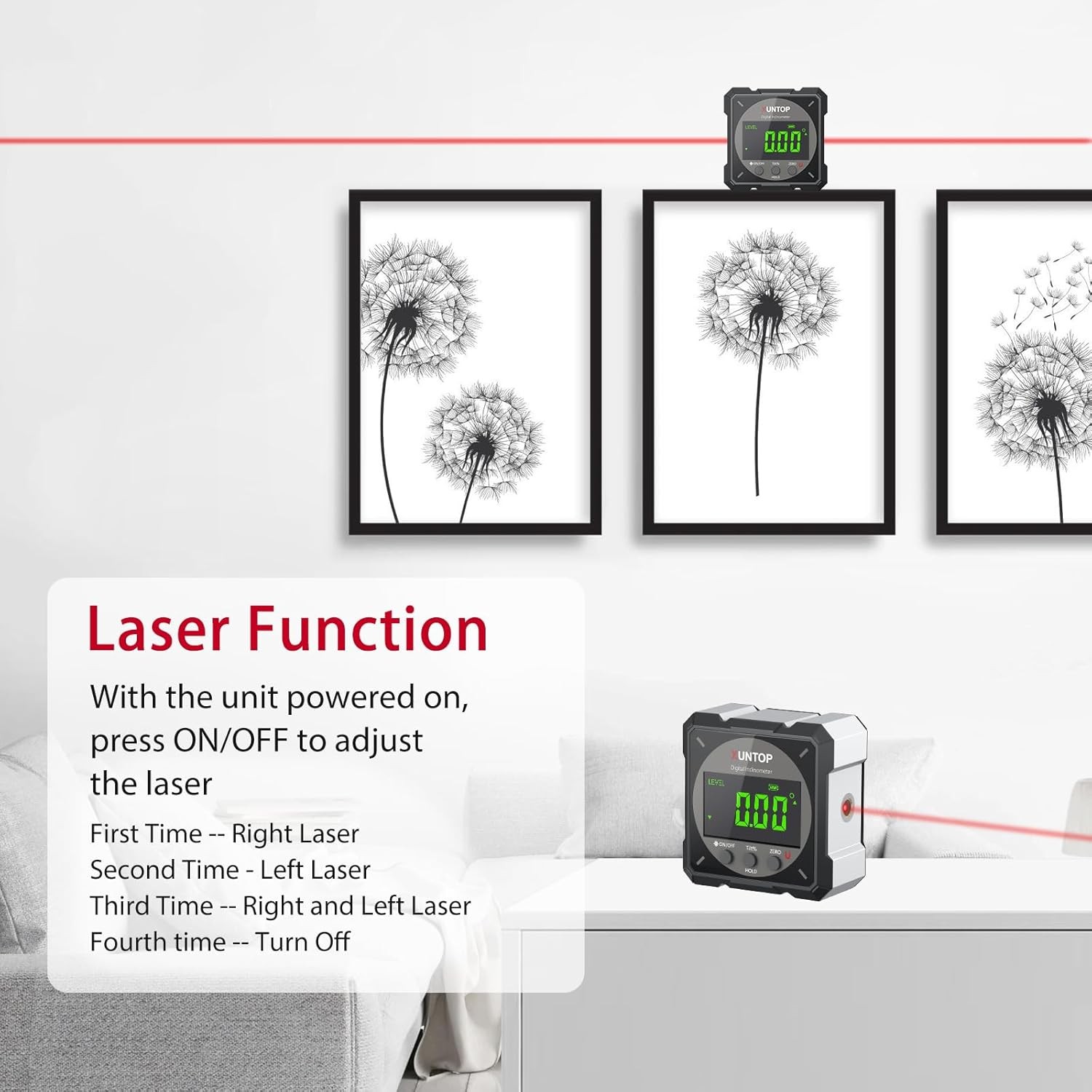 360 Digital Laser Level Box Protractor Magnetic Angle Finder Gauge Inclinometer