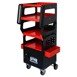 Product image of 4-Level Diagnostic Equipment Cart, Black & Red