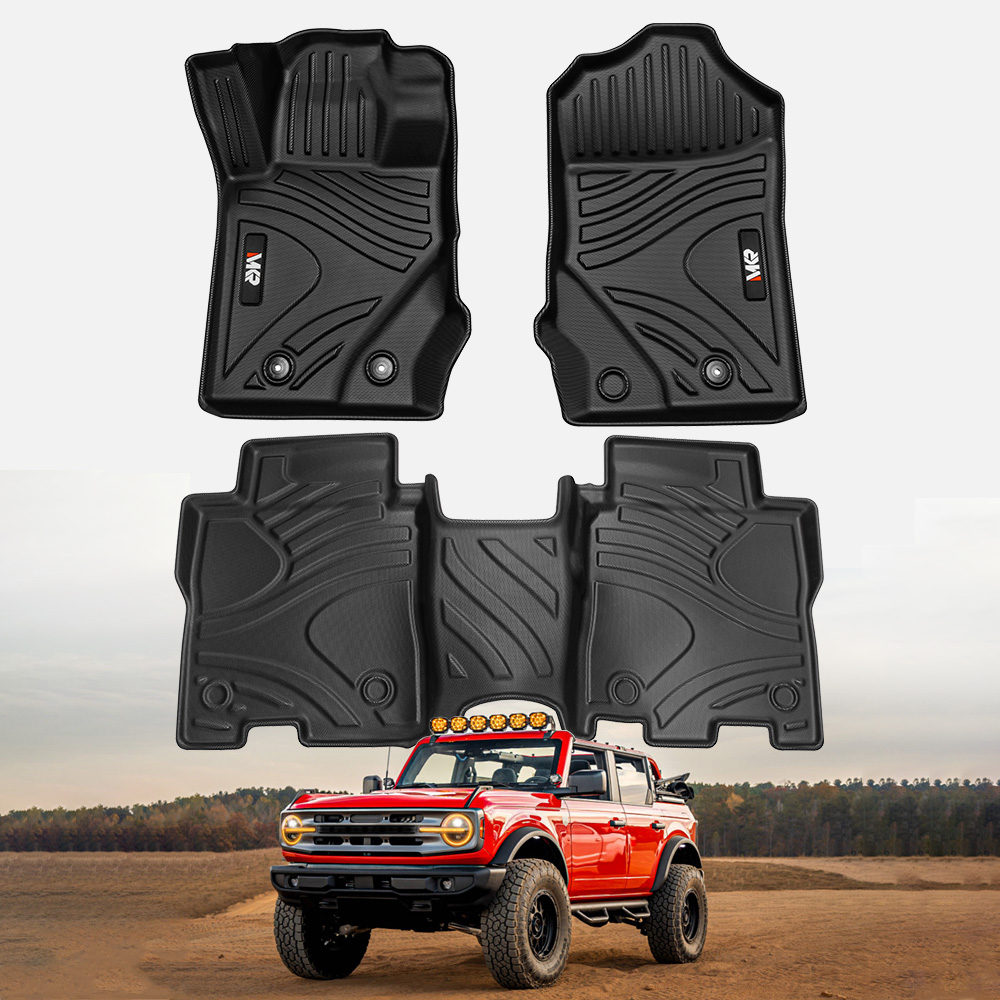 MKR Car Floor Mats For 2021-2023 Ford Bronco 4 Doors 3D TPE All-Weather Floor Mats - Full Set Interior Car Accessories All-Weather Not Fit 2 Doors Version