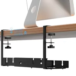 Cable Management Rack Carbon Steel Adjustable Length Space Saving Under Desk Power Strip Holder