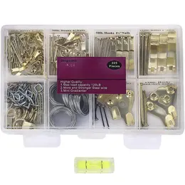 225pcs Picture Hanging Kit Heavy Duty Frame Hooks Hardware With Nails Hanging Wire Screw Eyes D Ring Sawtooth